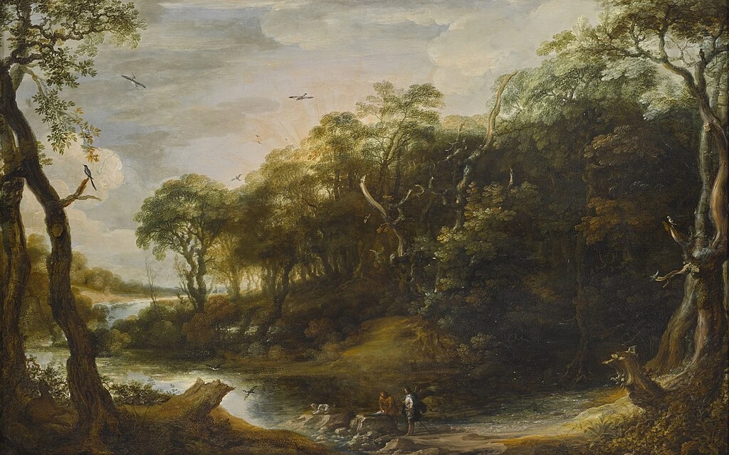Paesaggio con l'angelo Raffaele e Tobia